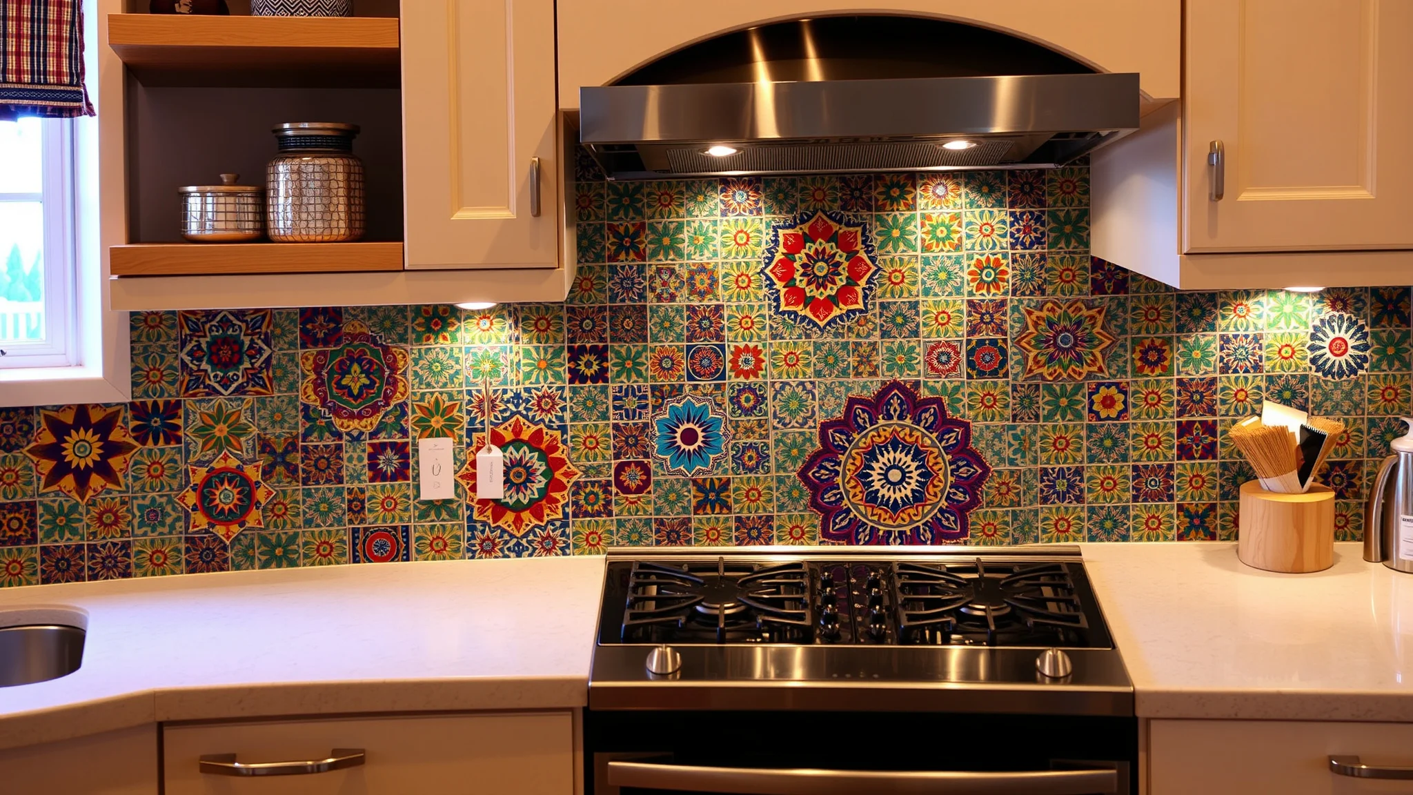 2. Colorful Tile Backsplash