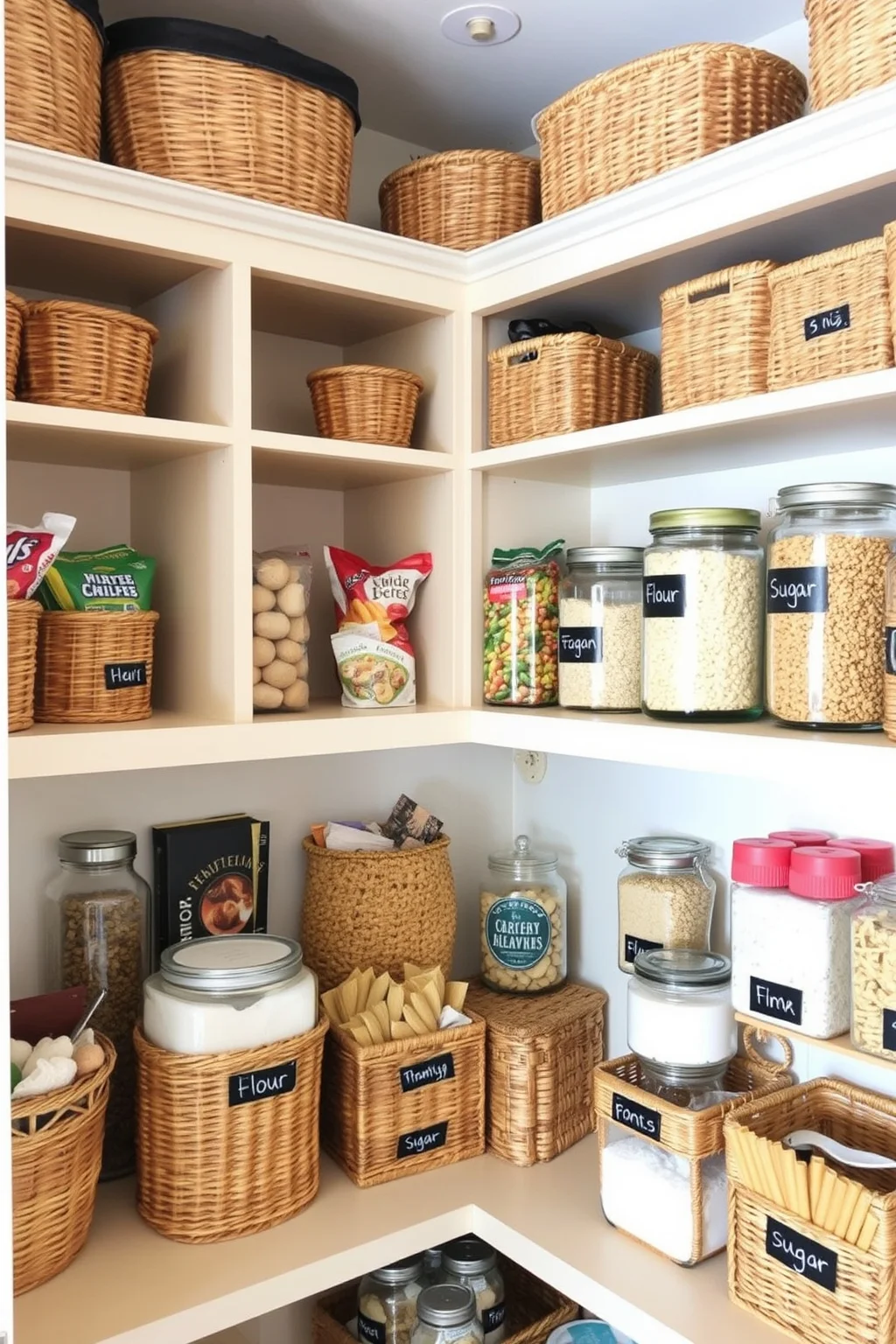 1. Open Shelving with Baskets