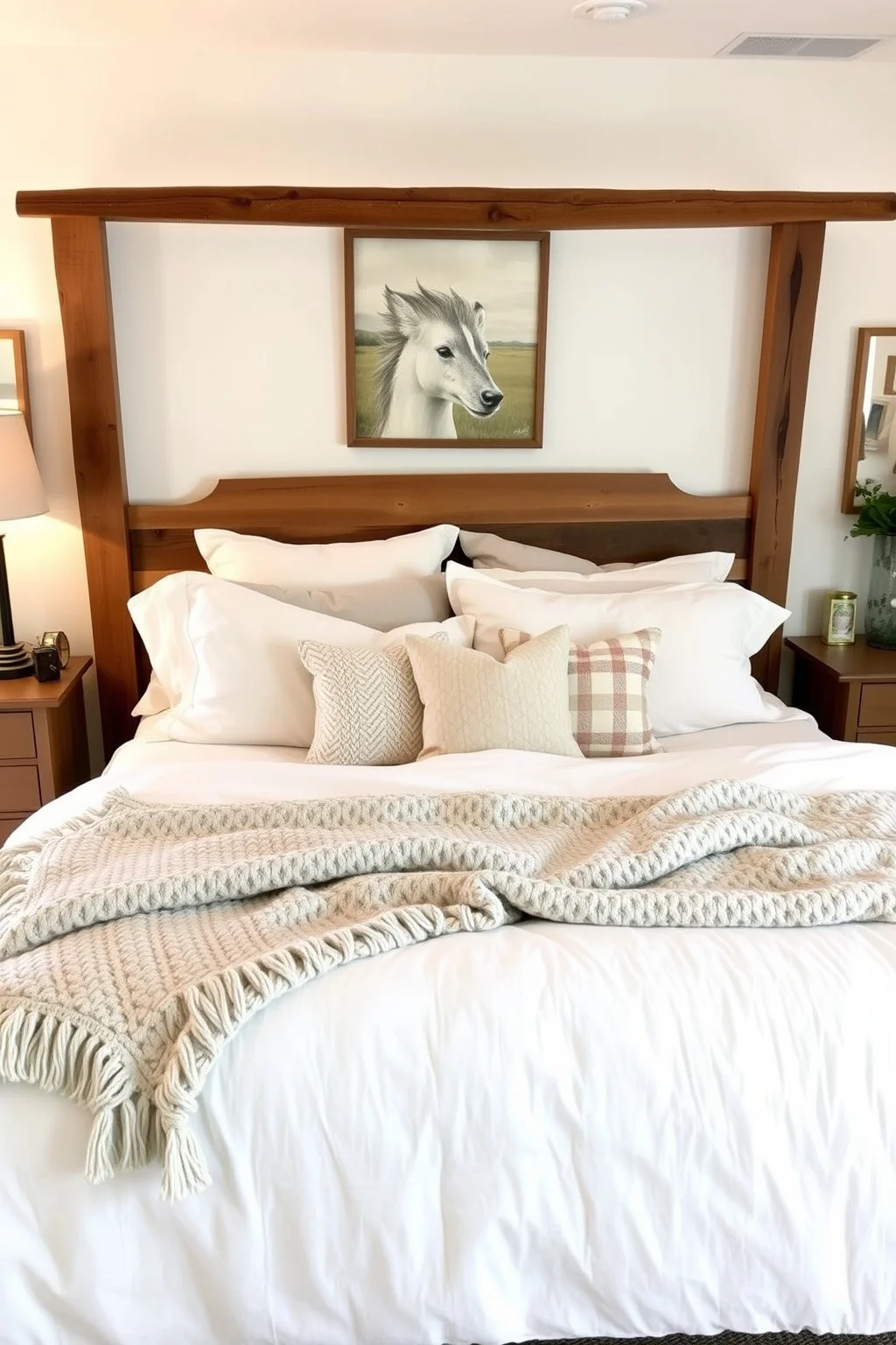 1. Rustic Wooden Bed Frame