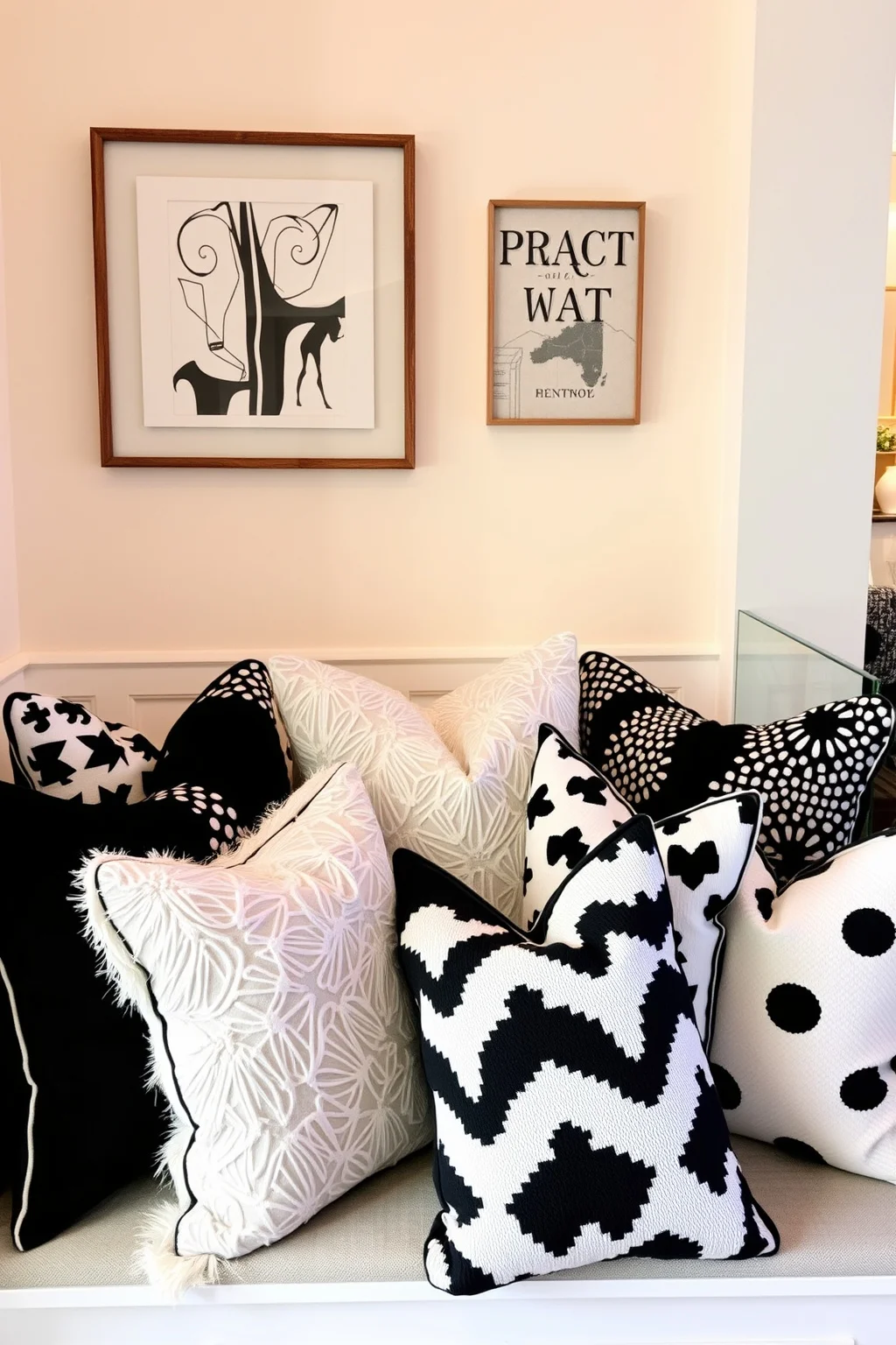 14. Monochrome Accent Pillows