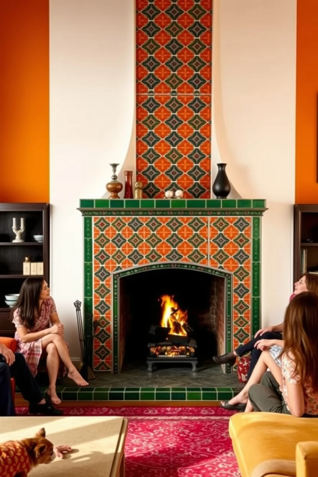 6. Tile Accent Fireplace