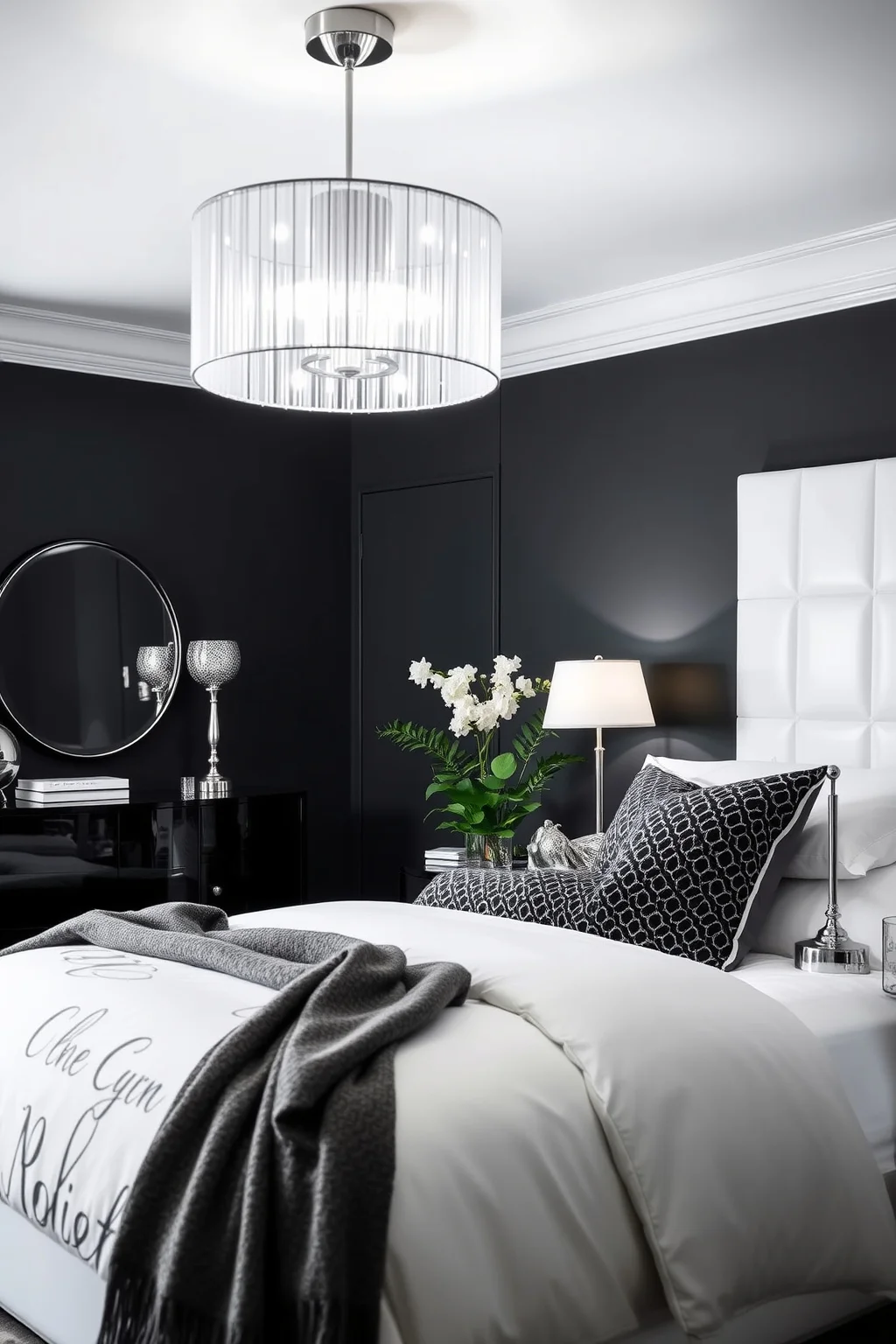 8. Chic Charcoal and White
