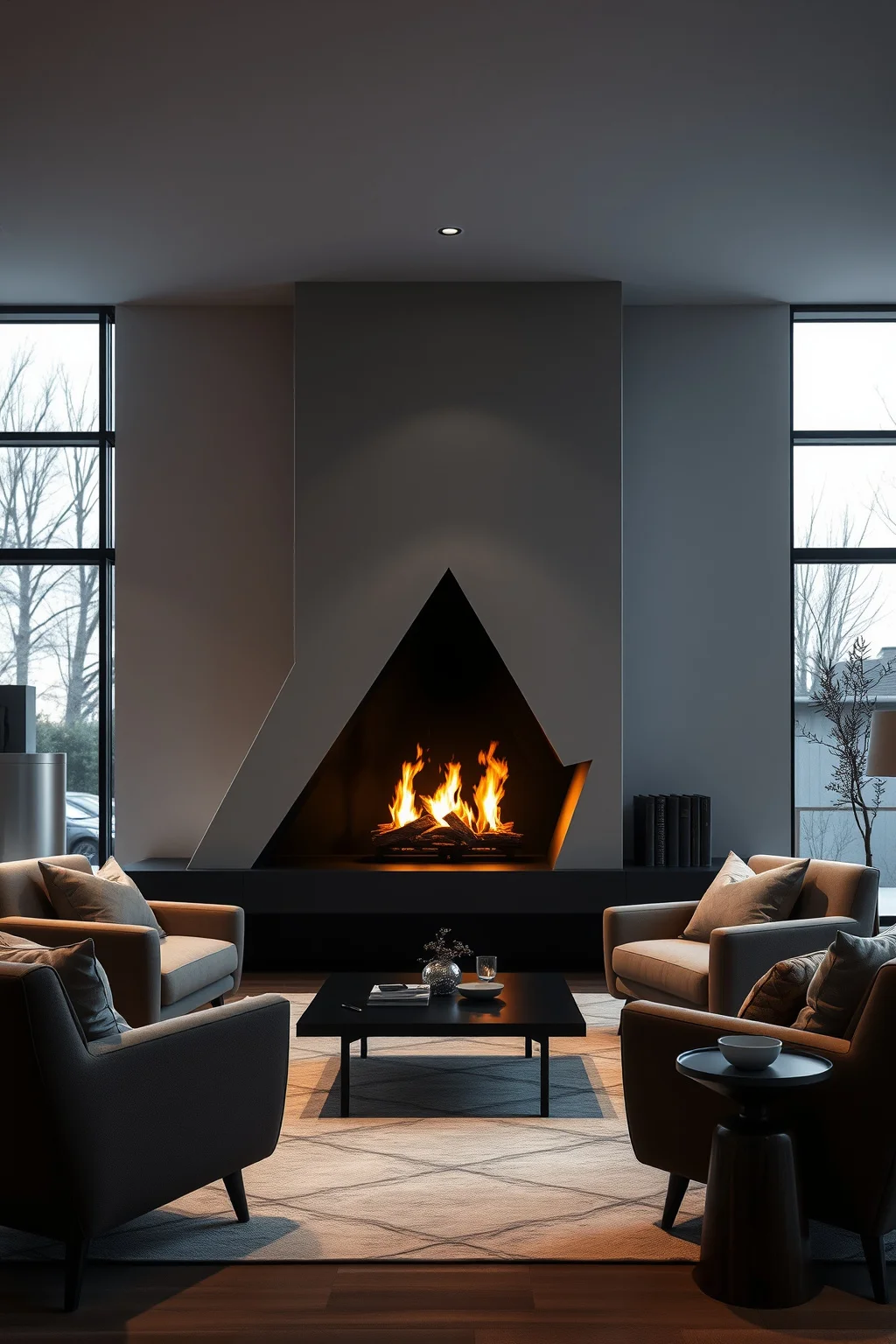 8. Geometric Fireplace Design