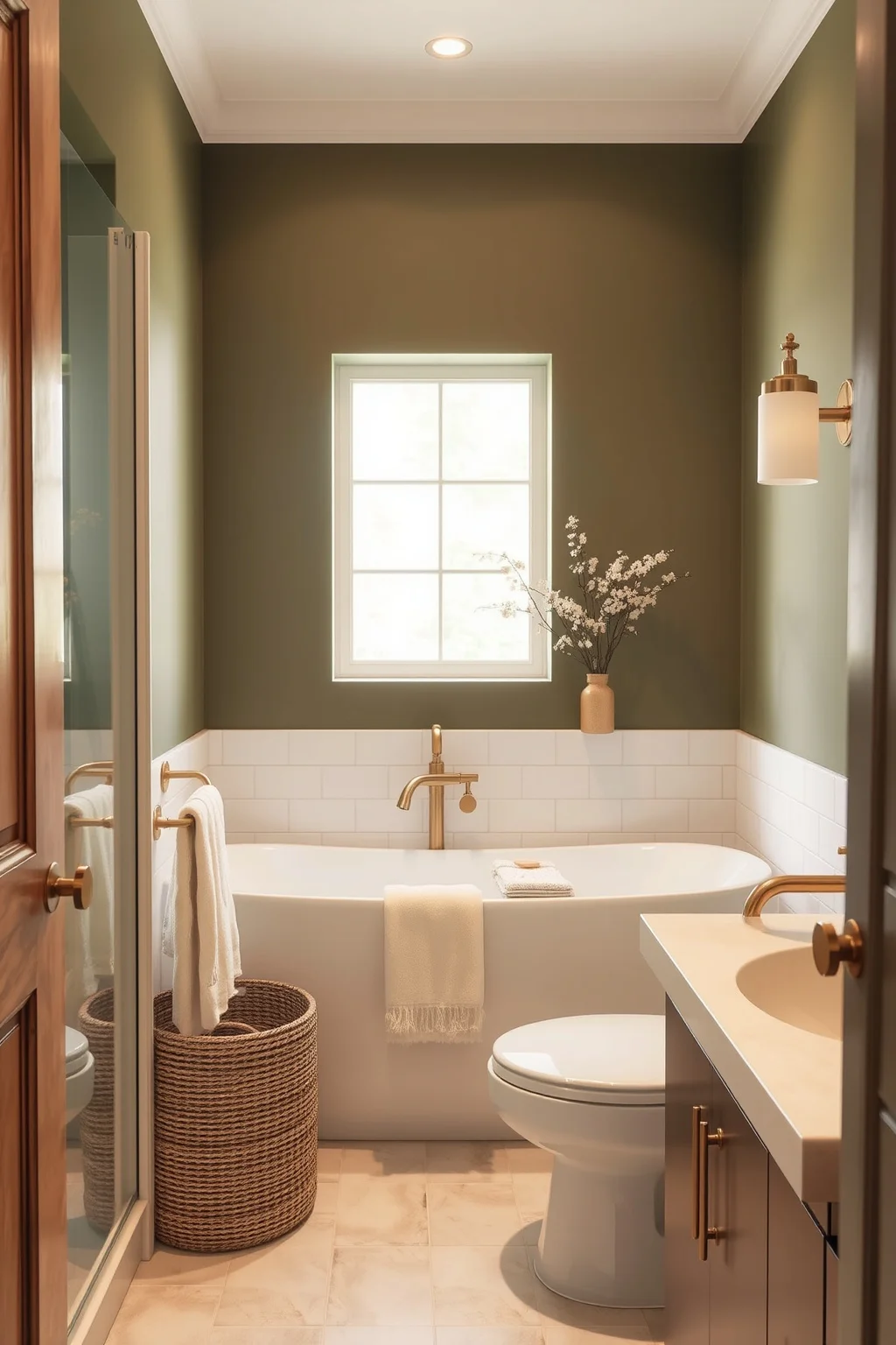 1. Olive Green Accent Walls