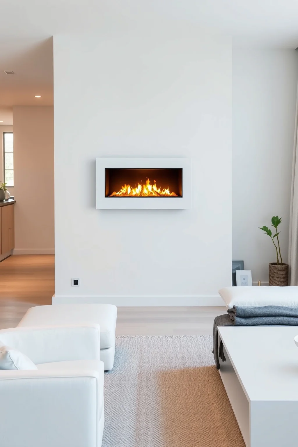 1. Simple Wall-Mounted Fireplace