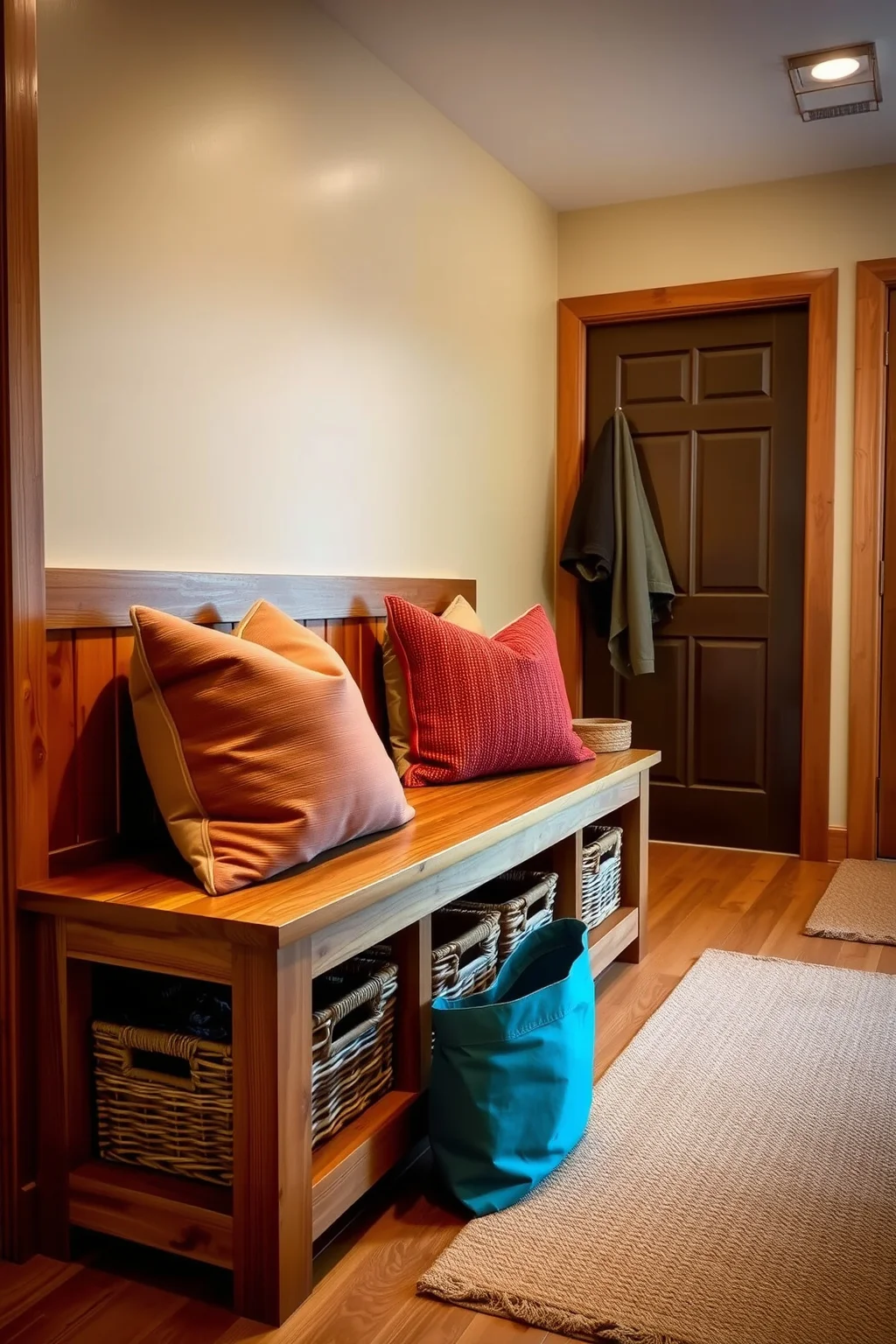 1. Wooden Bench with Storage