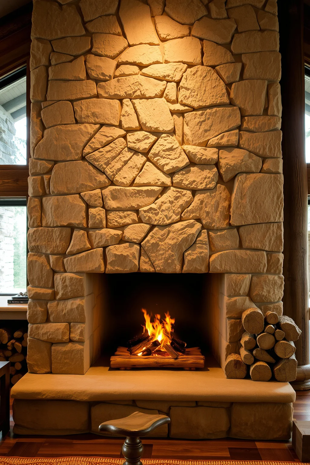 10. Stone-Clad Fireplace