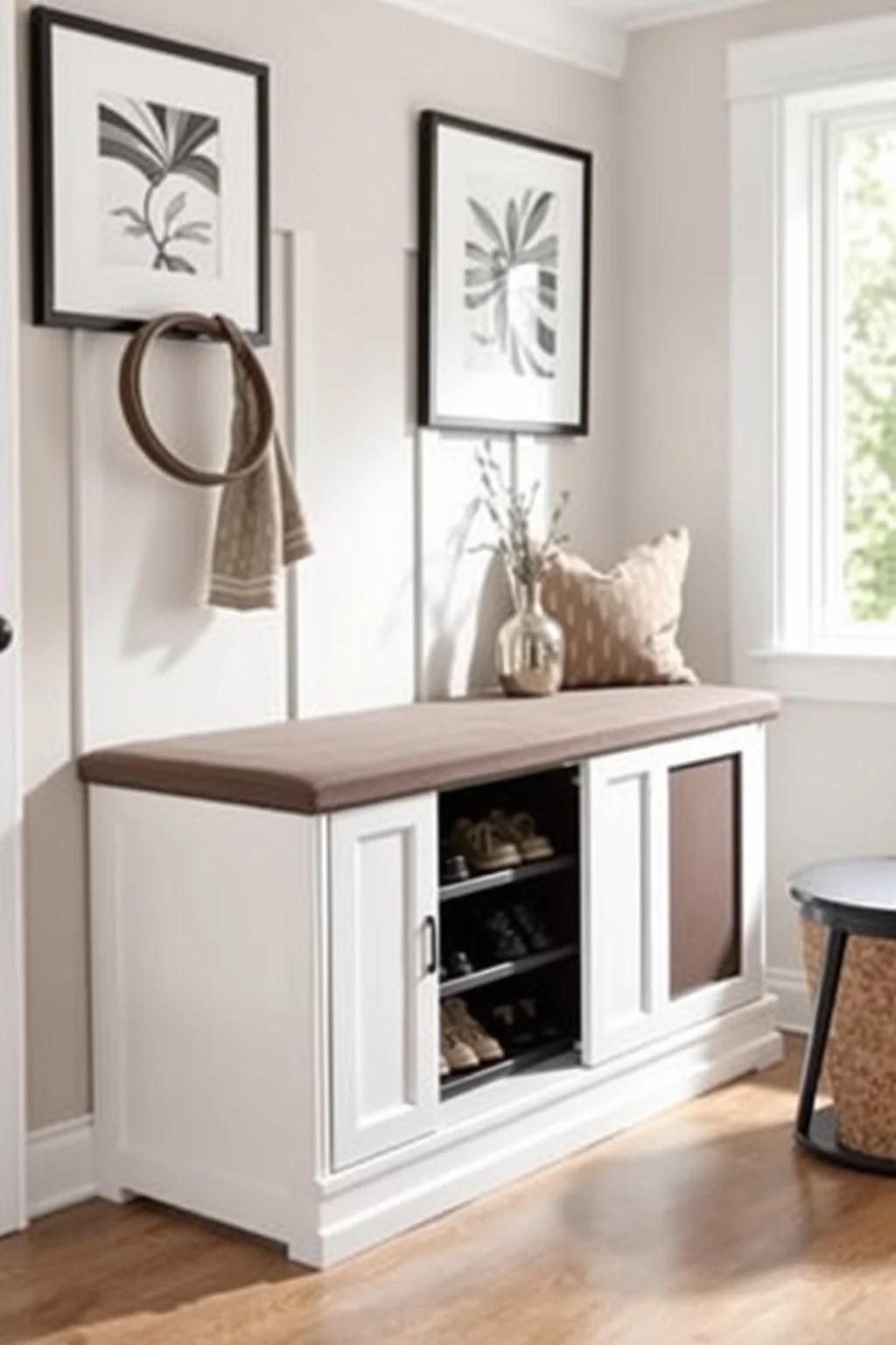 10. Storage Bench with Shoe Cabinet