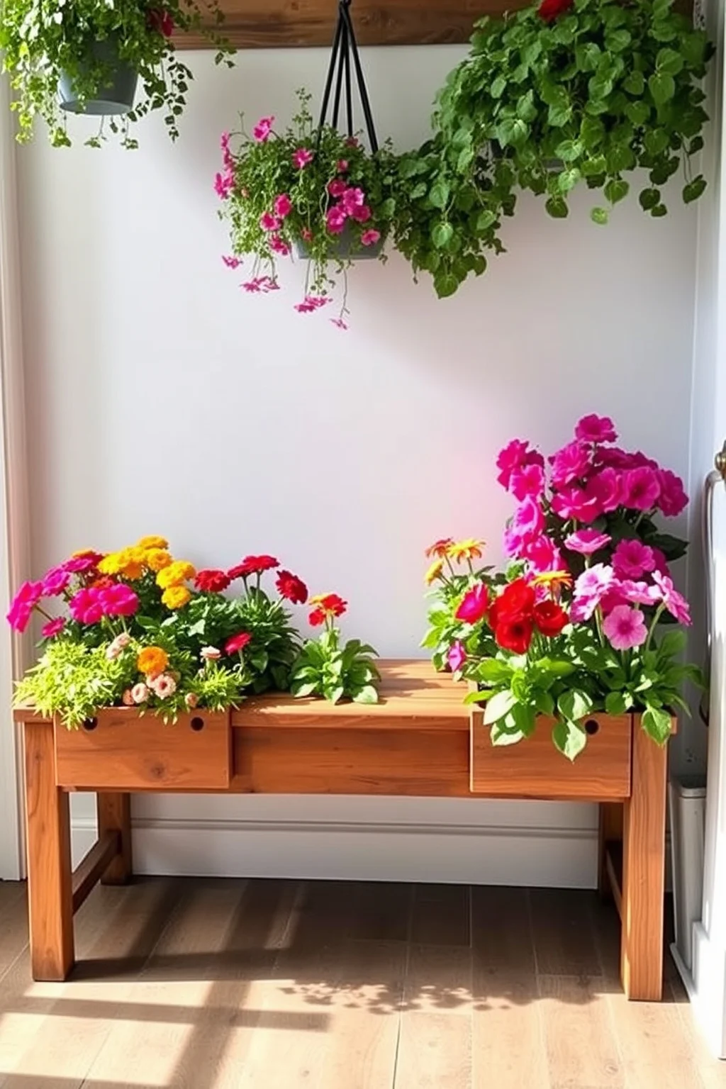 11. Bench with Built-In Planters