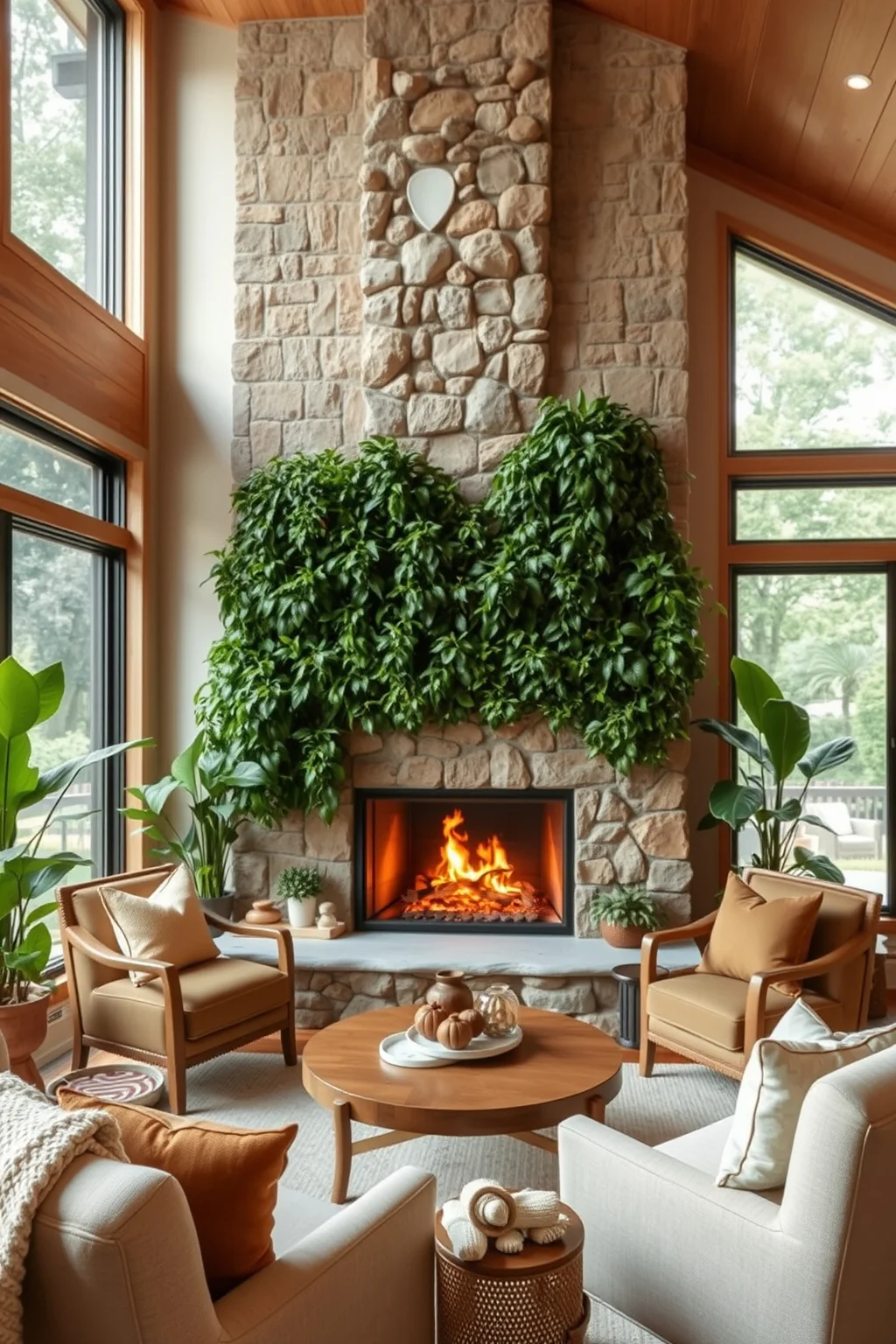 11. Biophilic Fireplace