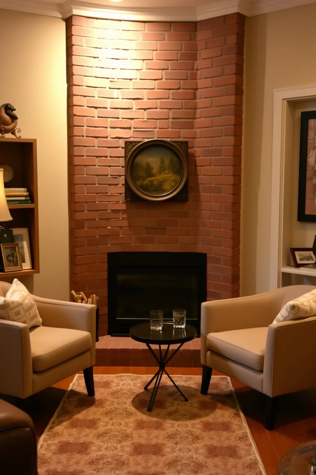 11. Corner Brick Fireplace