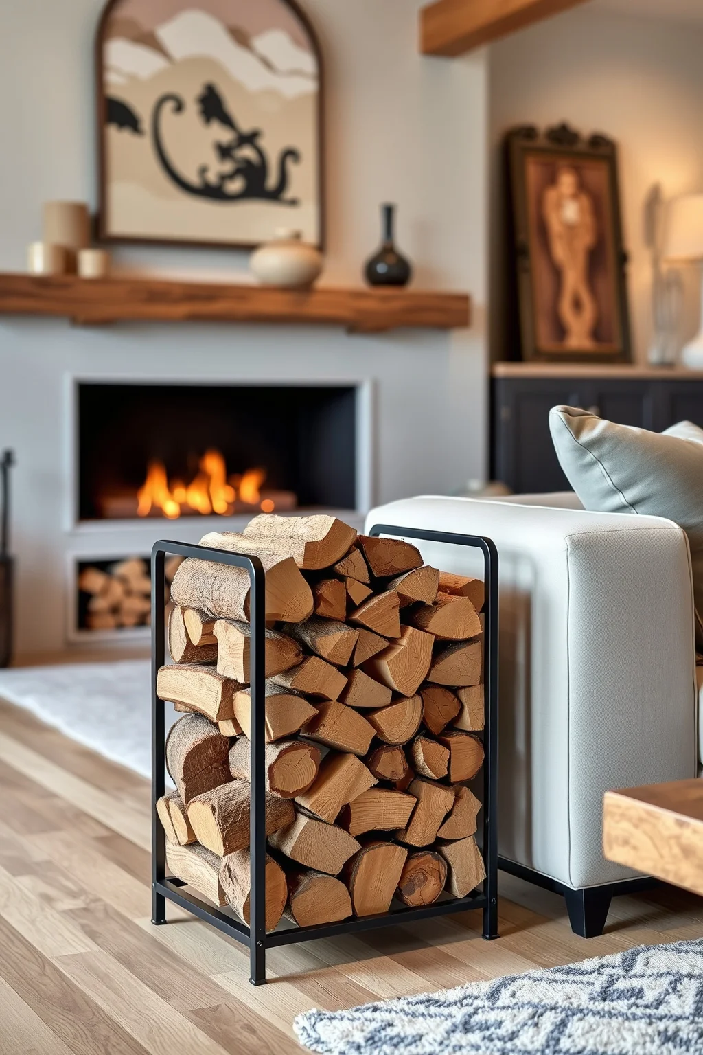 11. Decorative Firewood Storage
