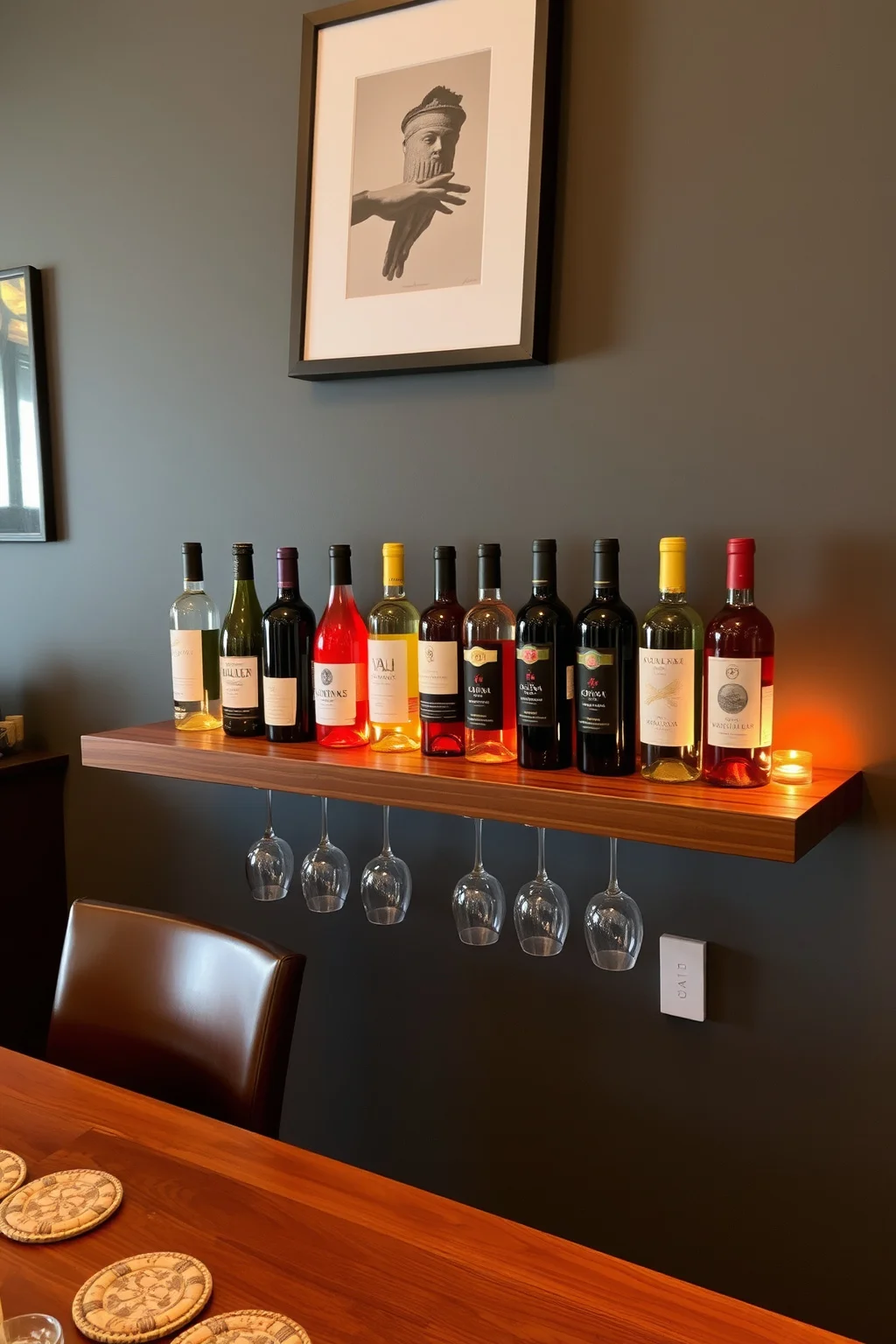11. Floating Shelf with A Wine Display