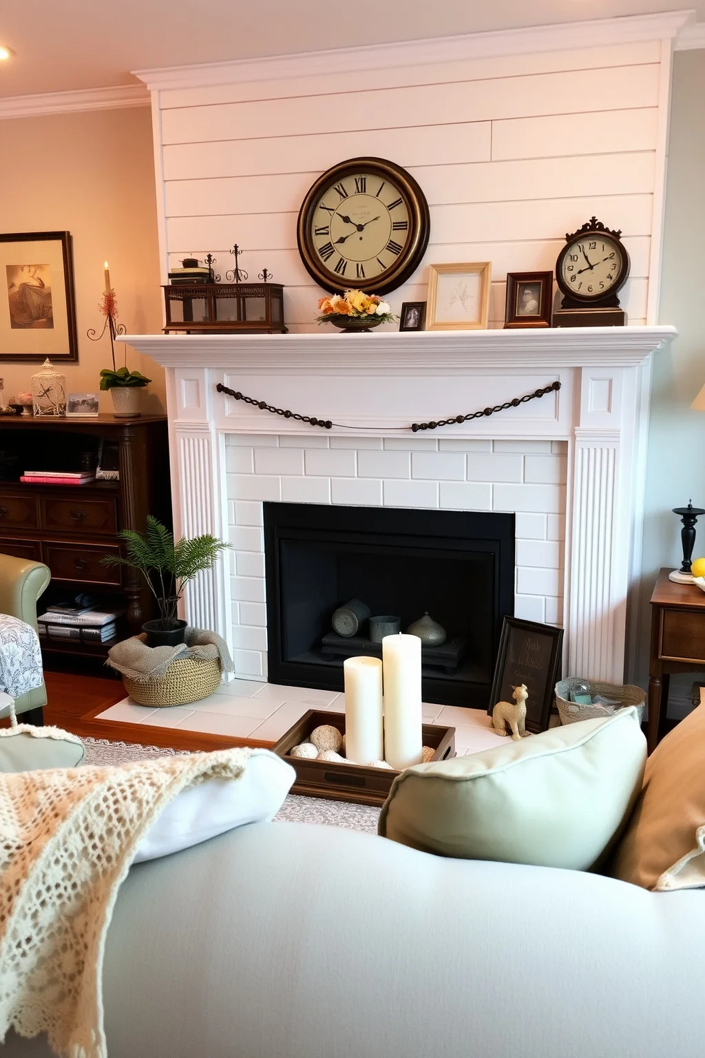 11. Shiplap Fireplace with a Vintage Look