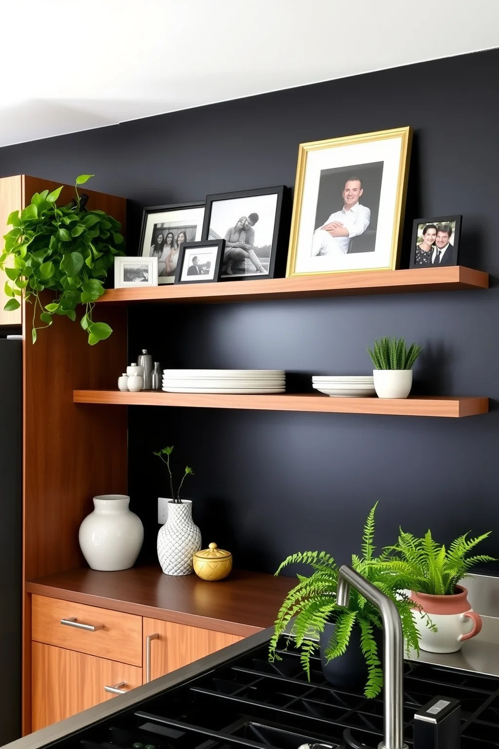 12. Black and Wood Accent Walls