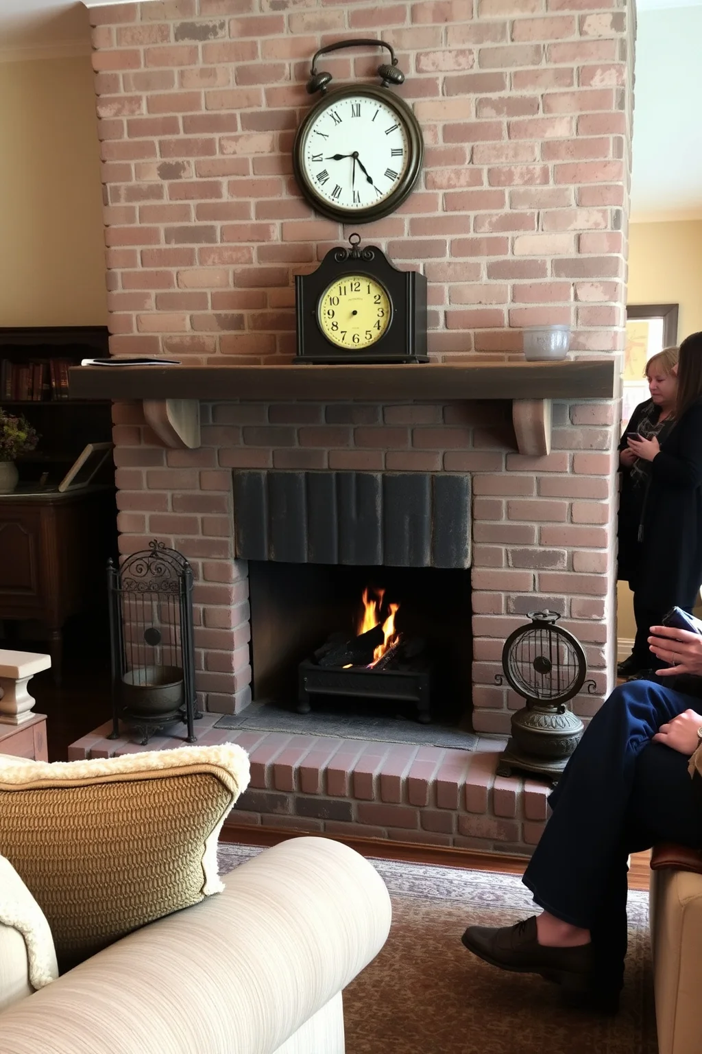 12. Vintage Brick Fireplace
