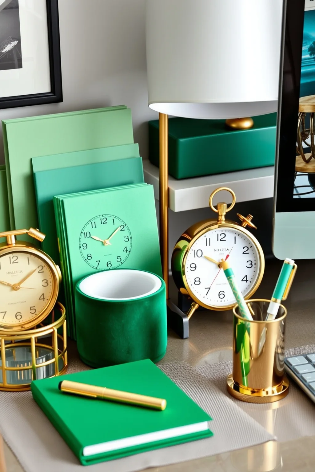 13. Green and Gold Themed Accessories