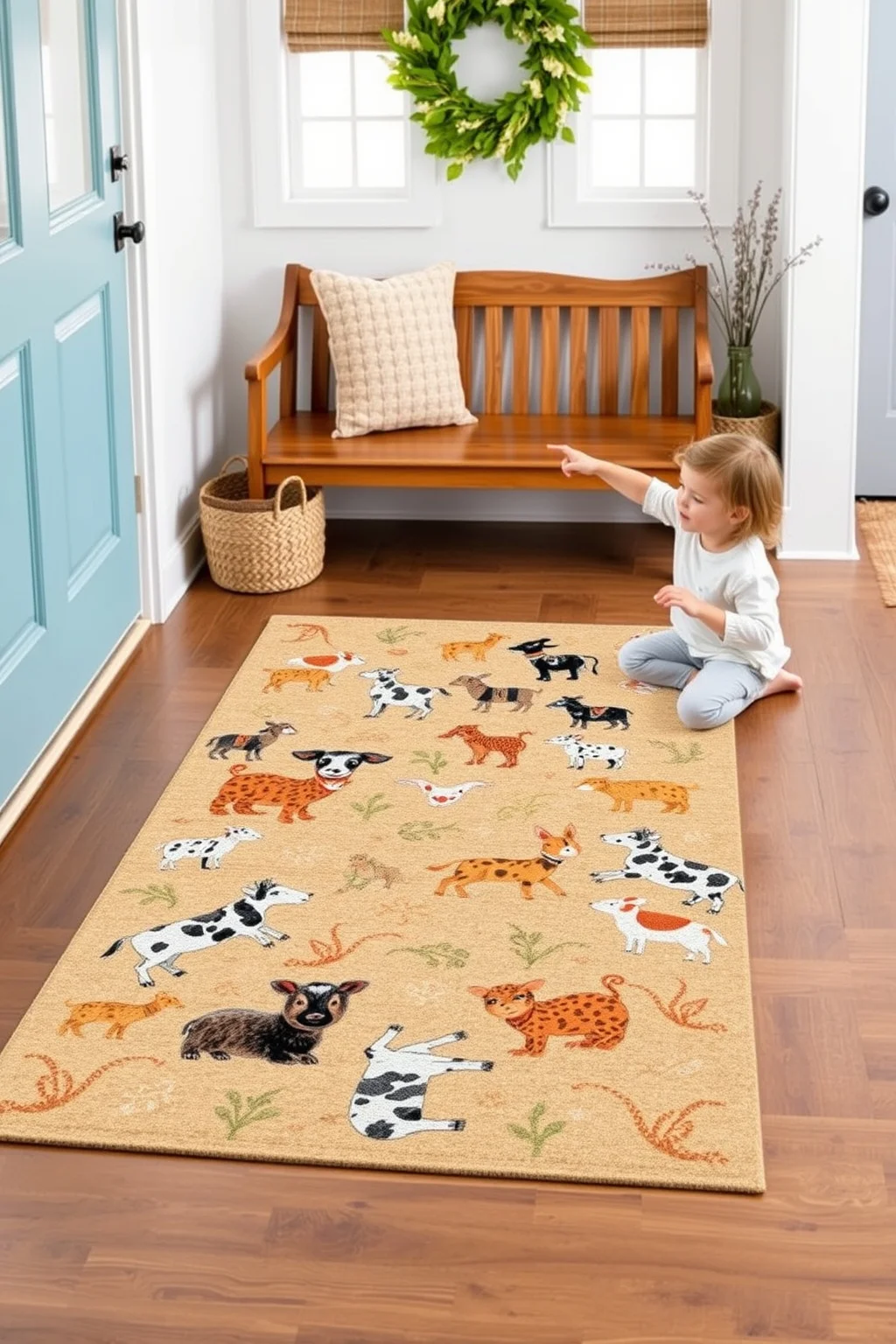13. Rustic Farm Animal Print Rug