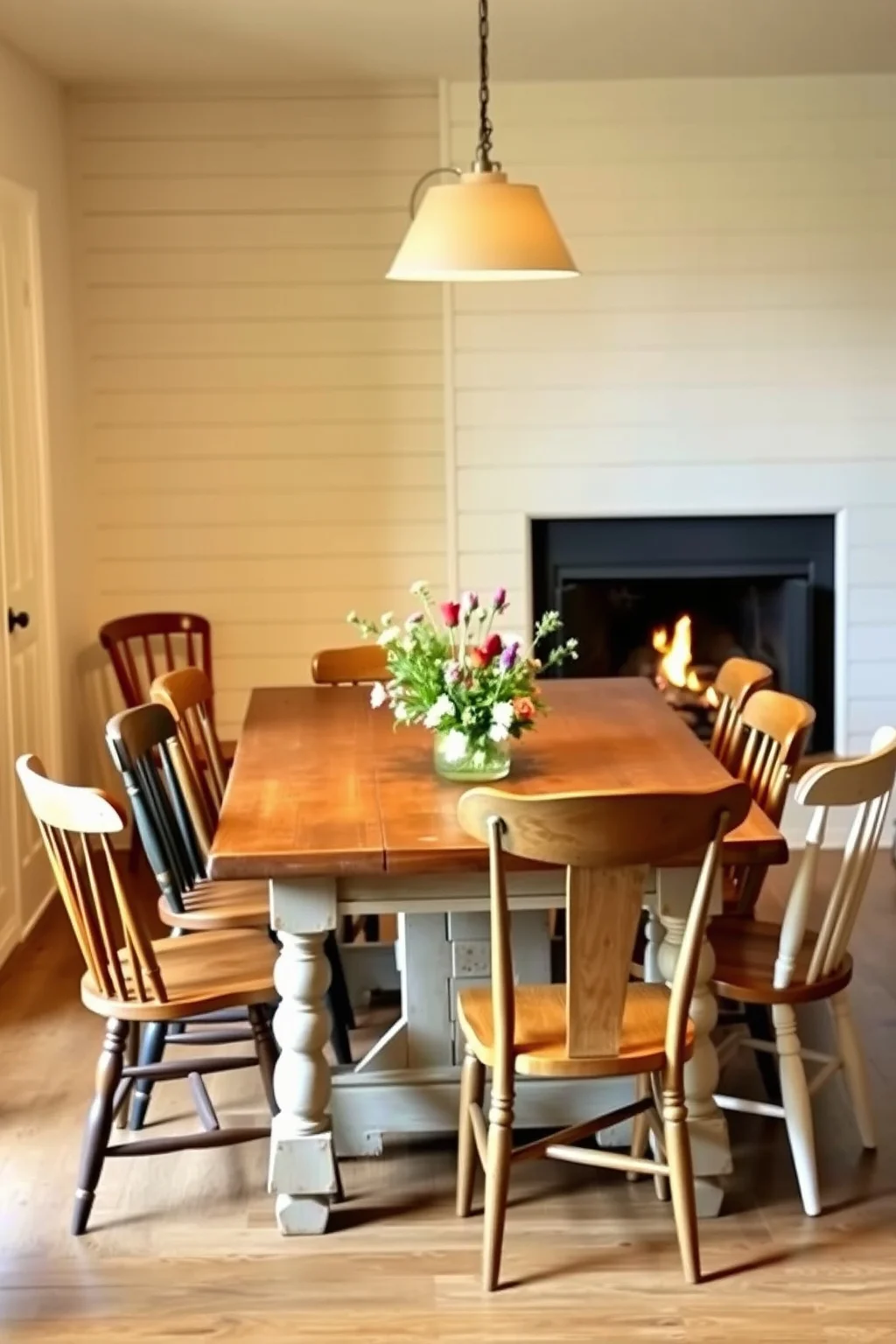 13. Shiplap with a Farmhouse Table
