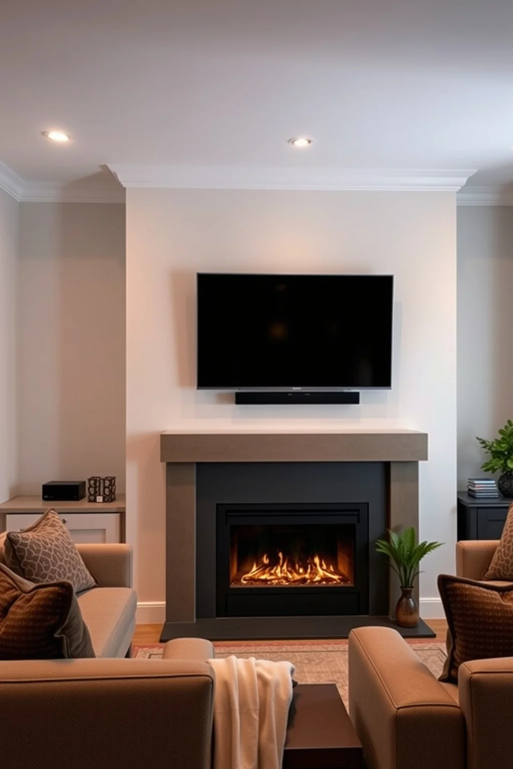 13. Wall-mounted TV Above the Fireplace