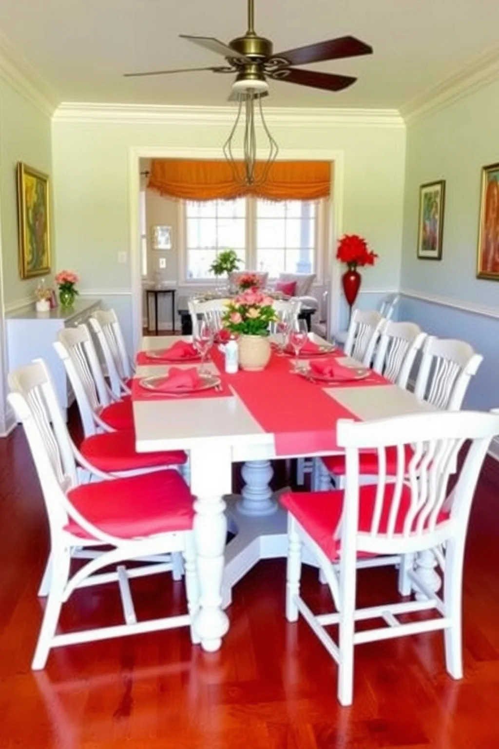14. Bright Coral and White