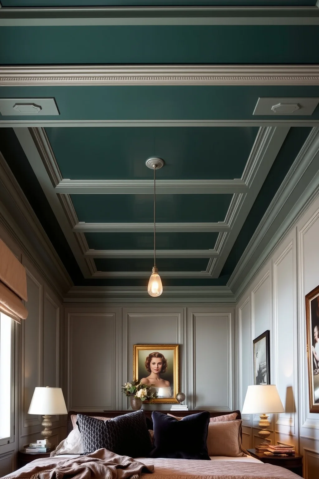 14. Dark Green Ceiling Accents