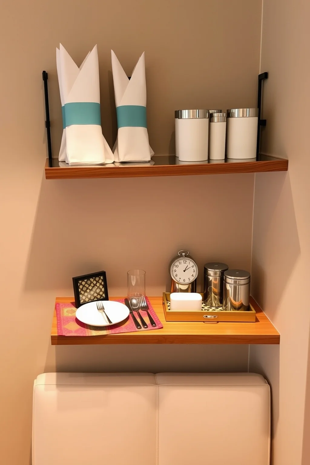 14. Floating Shelf with Dining Essentials