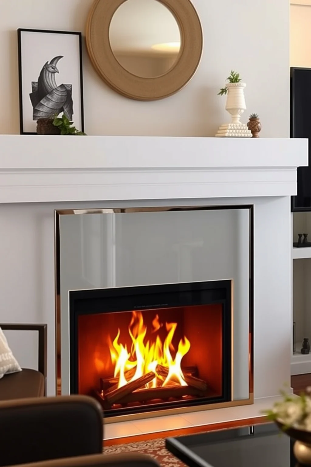 14. Minimalist Fireplace Screen