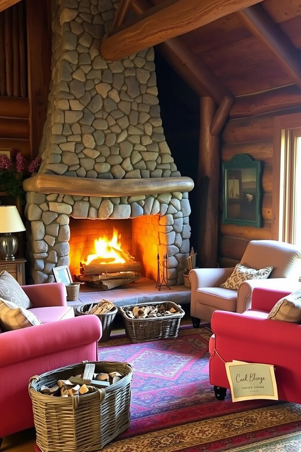 14. Rustic Wood-Burning Fireplace