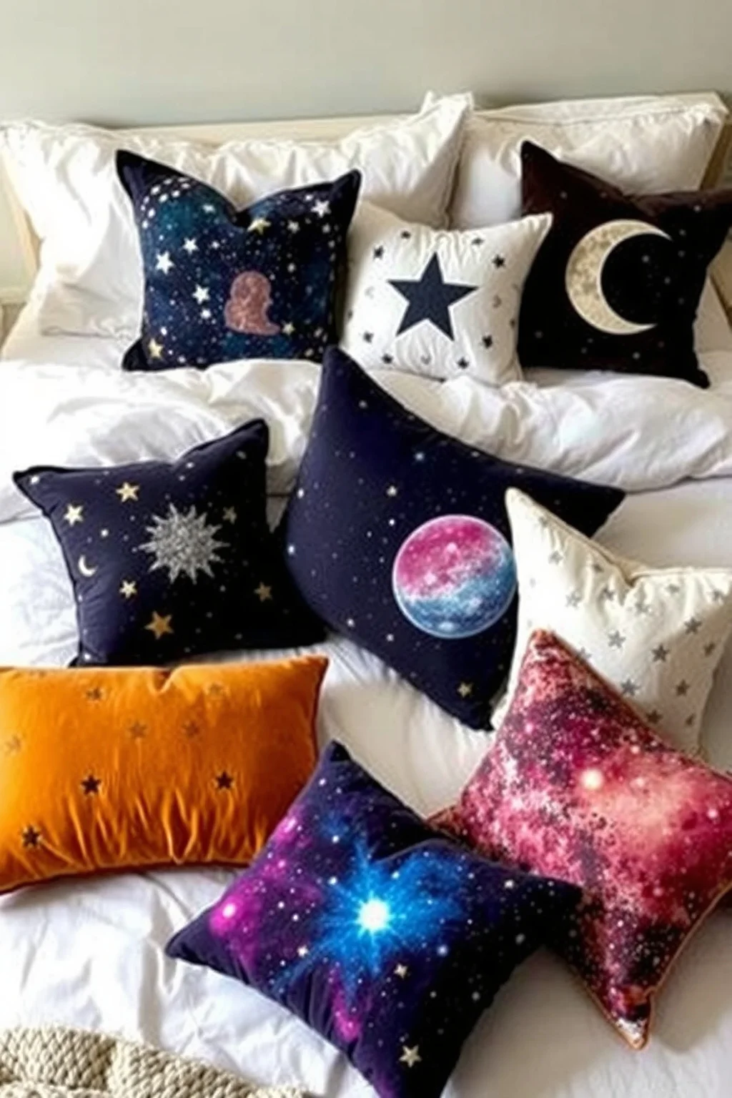 15. Celestial Themed Throw Pillows