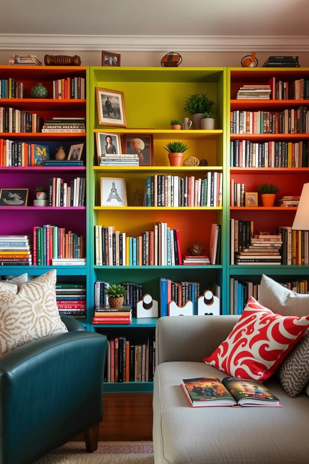 15. Colorful Bookshelves