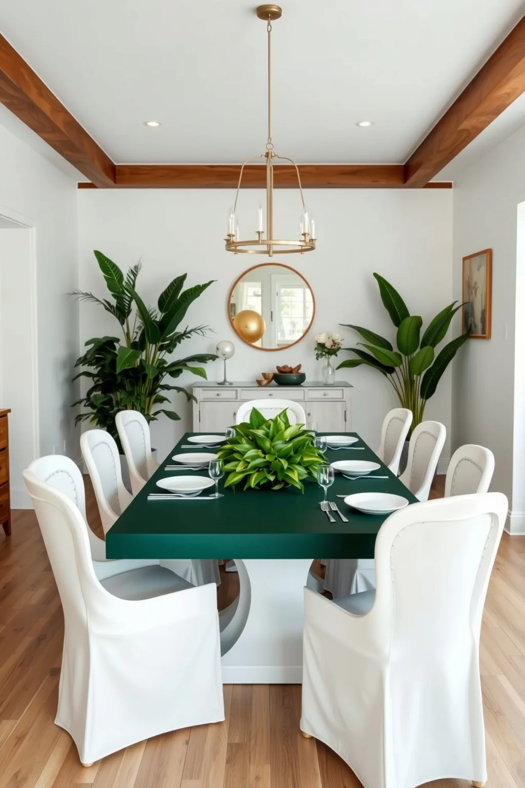 15. Deep Forest Green and White
