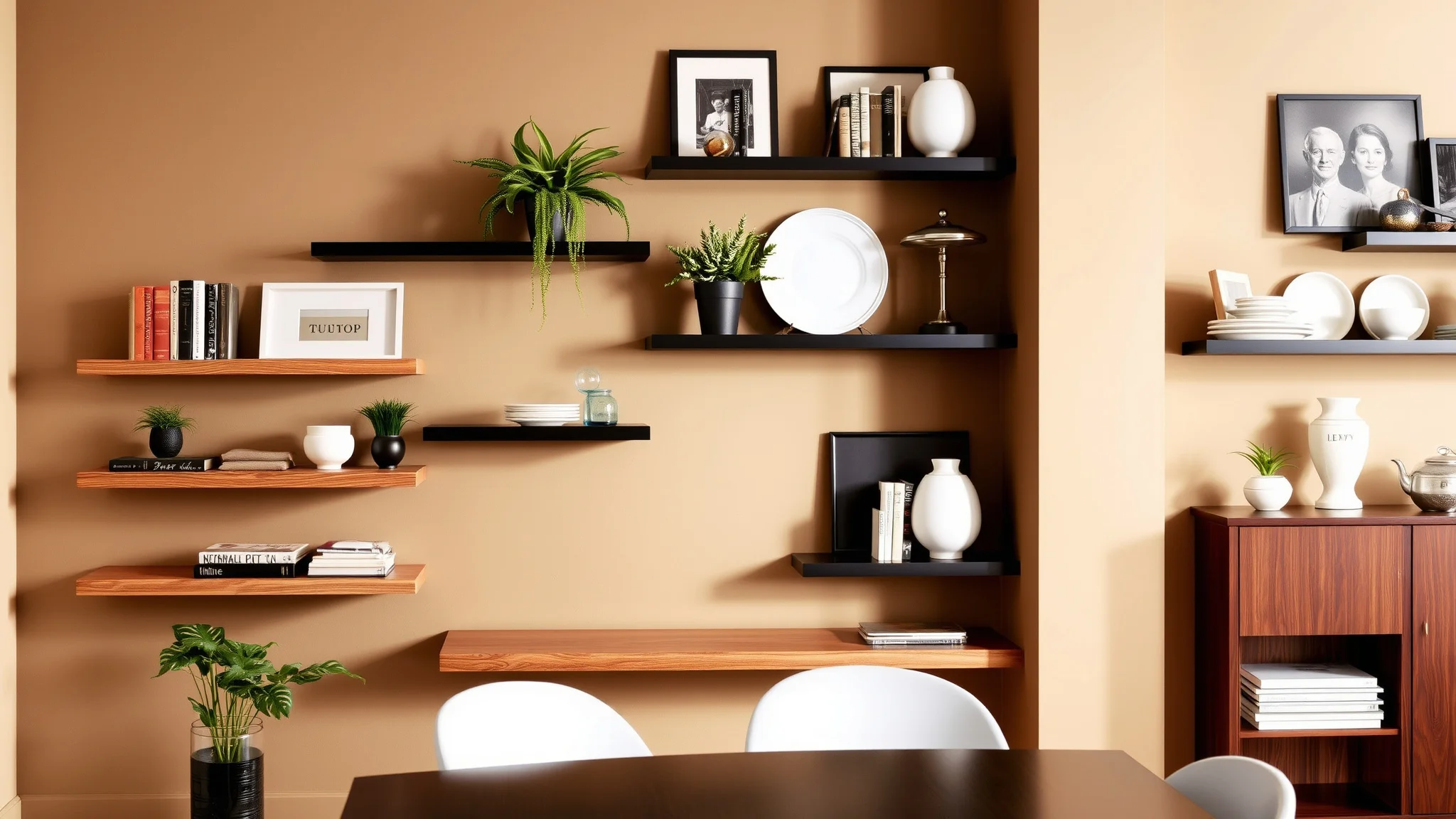 15 Dining Room Floating Shelf Ideas That Save Space