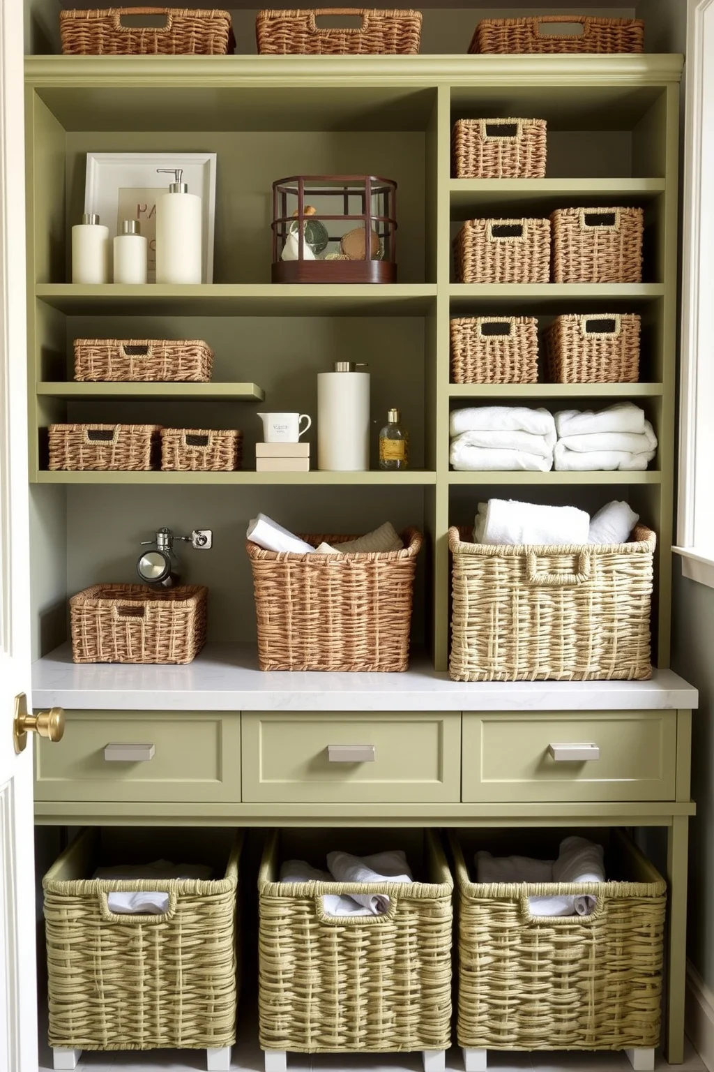15. Olive Green Storage Solutions