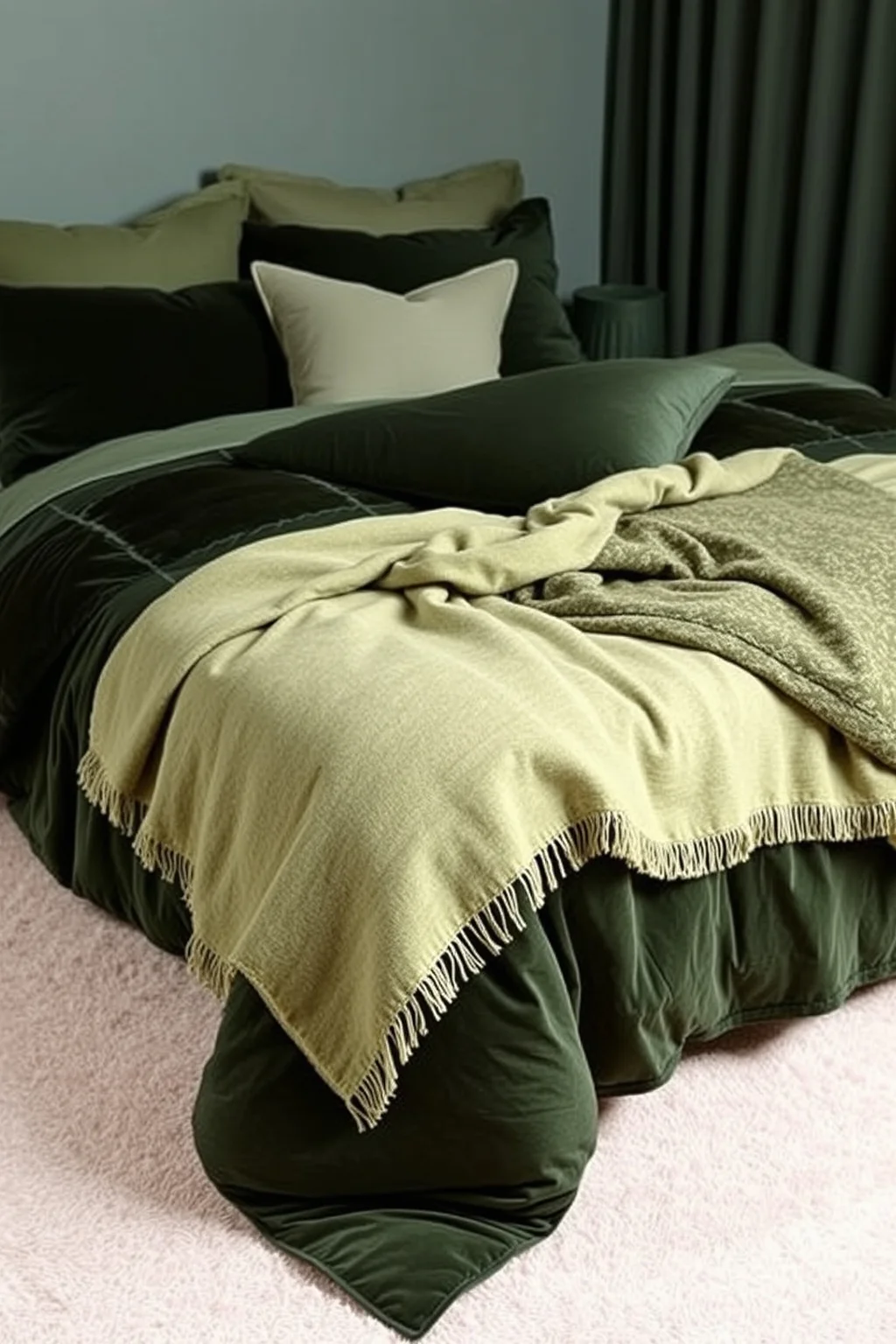 2. Dark Green Bedding