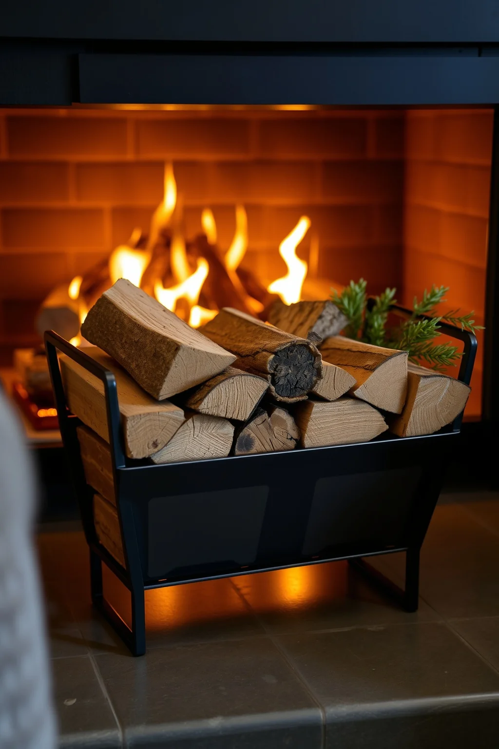 2. Decorative Firewood Holder