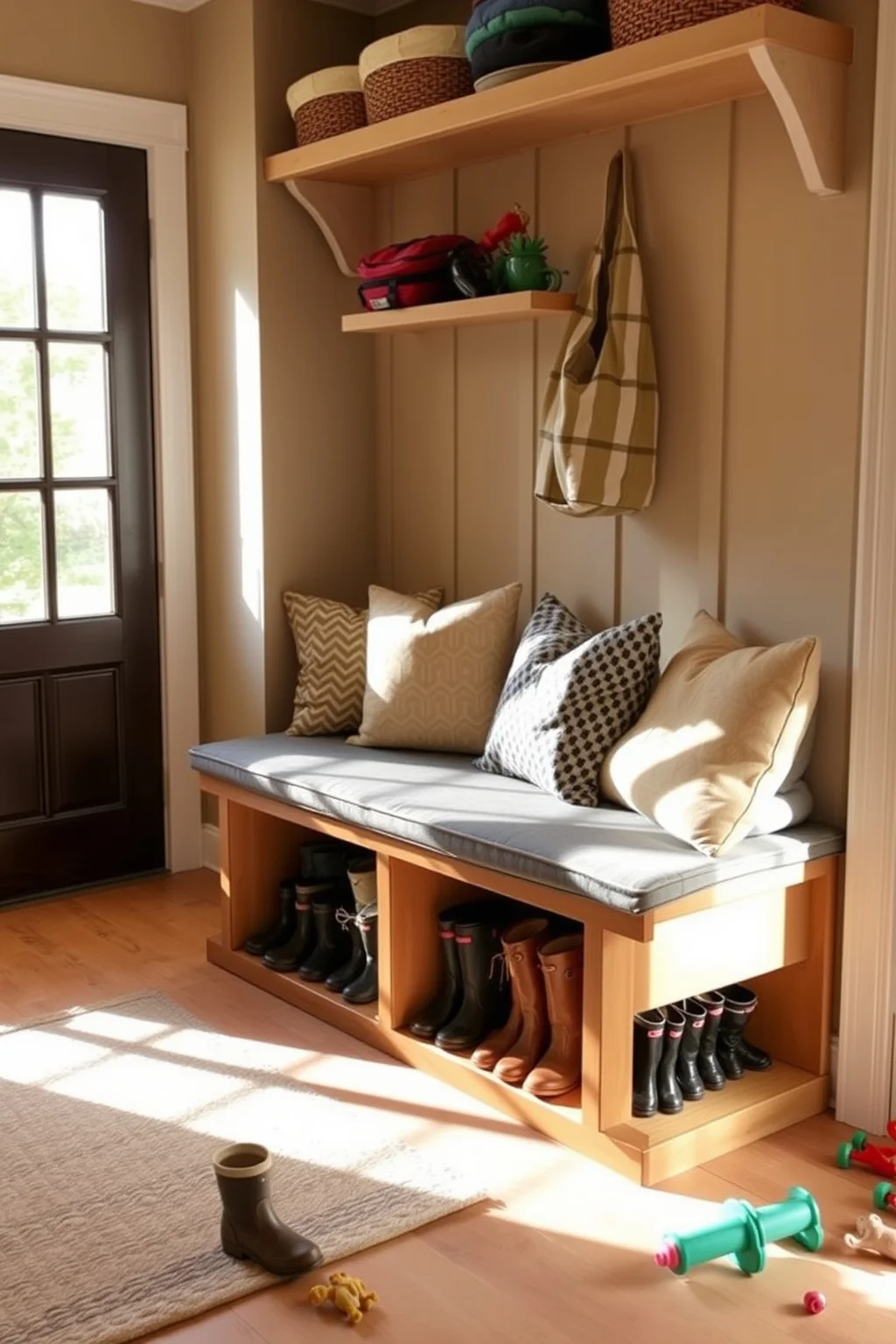 2. Mudroom Bench with Storage