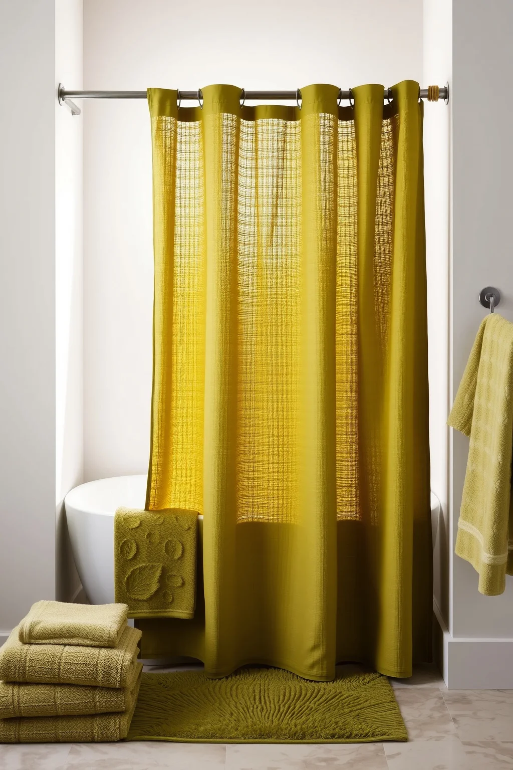 2. Olive Green Shower Curtains