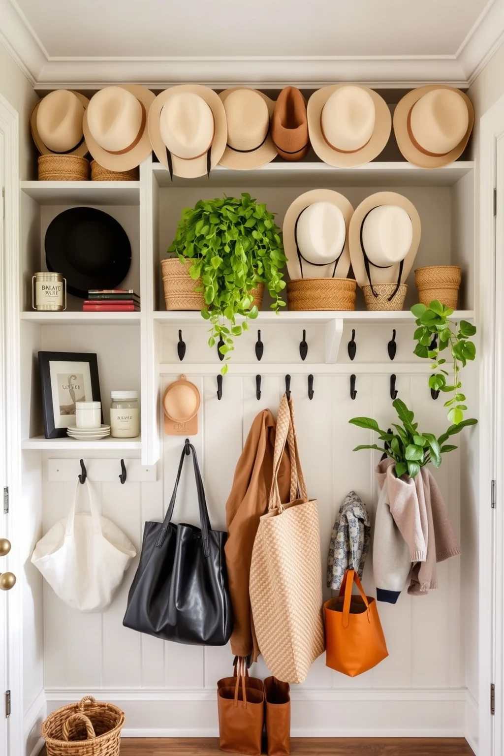 2. Open Shelving with Hooks