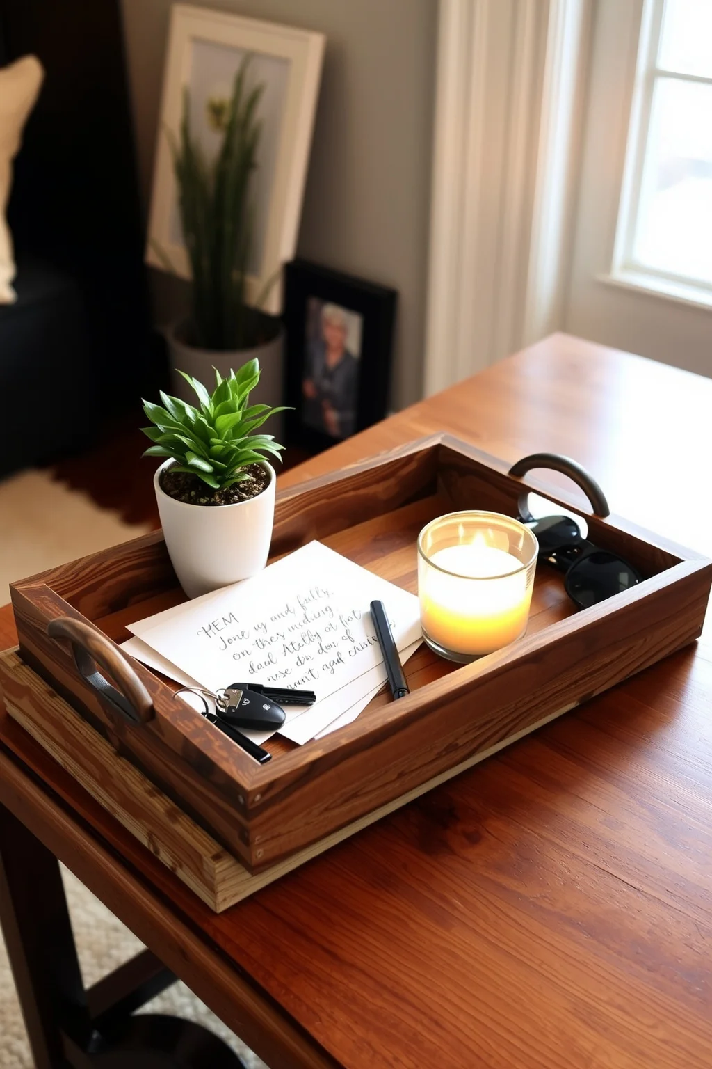 2. Rustic Wooden Tray