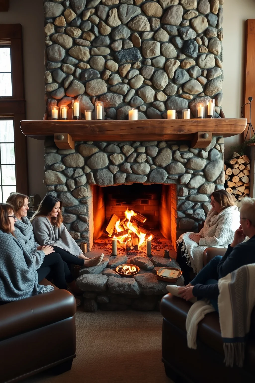 2. Stone Fireplace