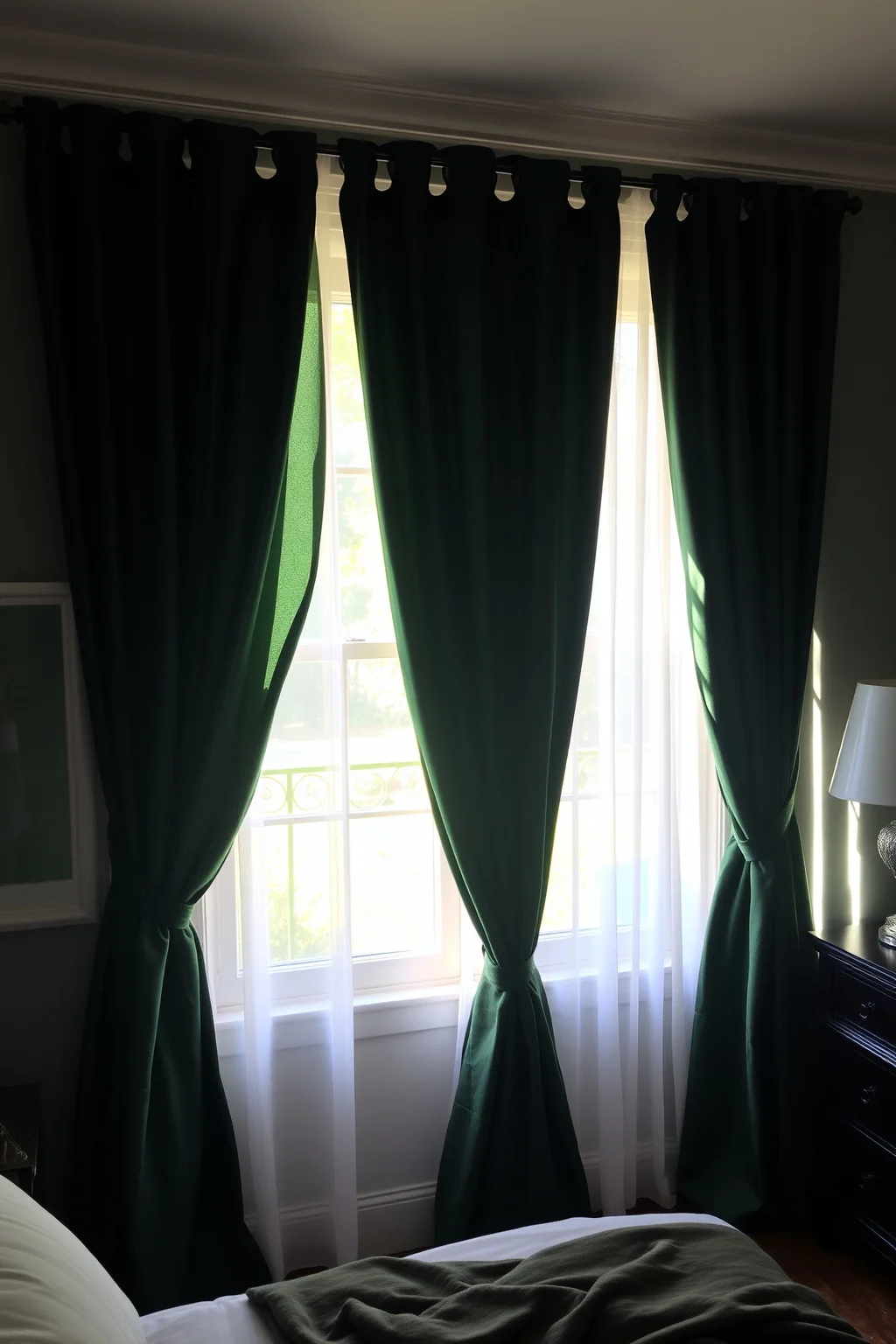 3. Dark Green Curtains