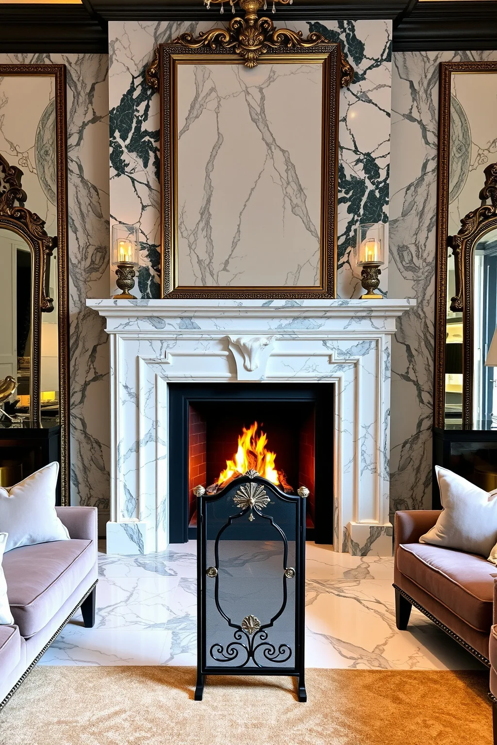 3. Elegant Marble Fireplace