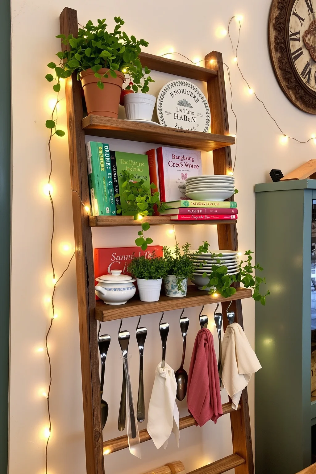 3. Vintage Ladder Shelves