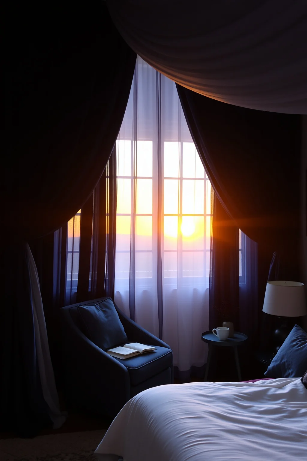 4. Dark Blue Curtains