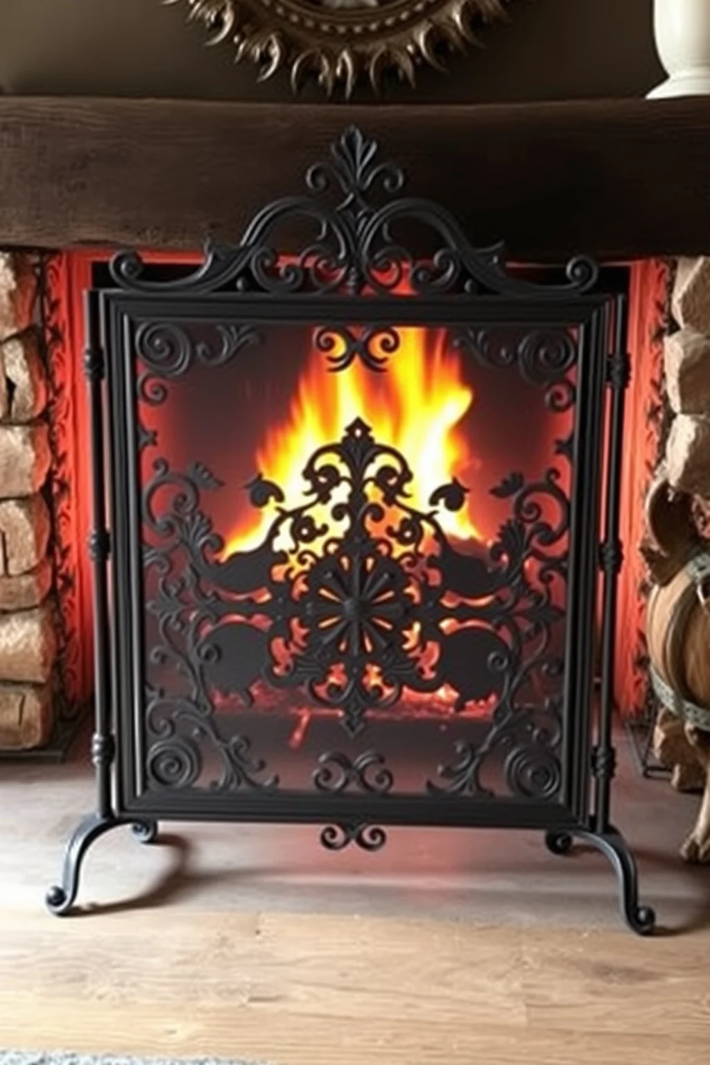 4. Vintage Fireplace Screen