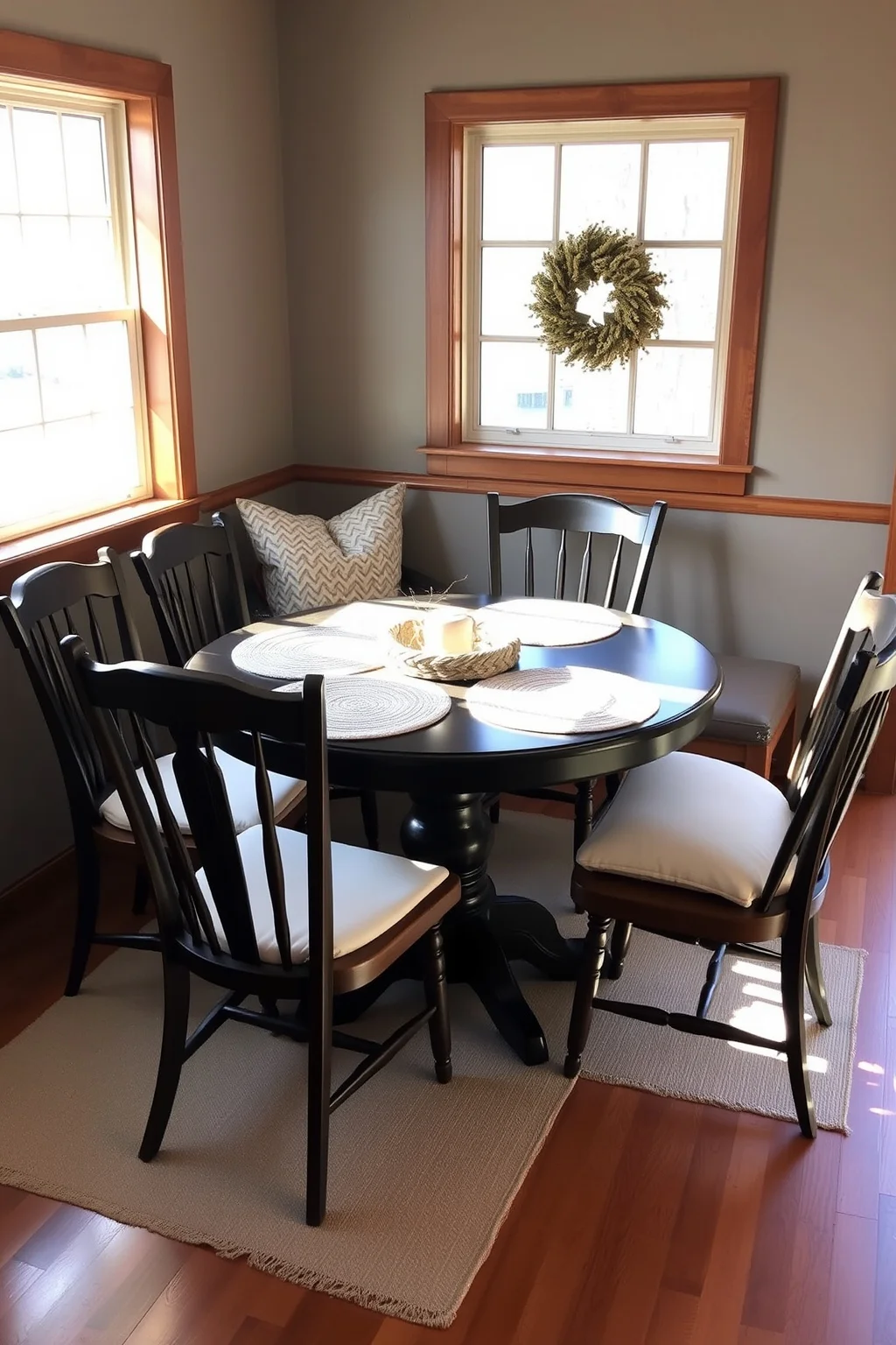 5. Black and Wood Dining Nook