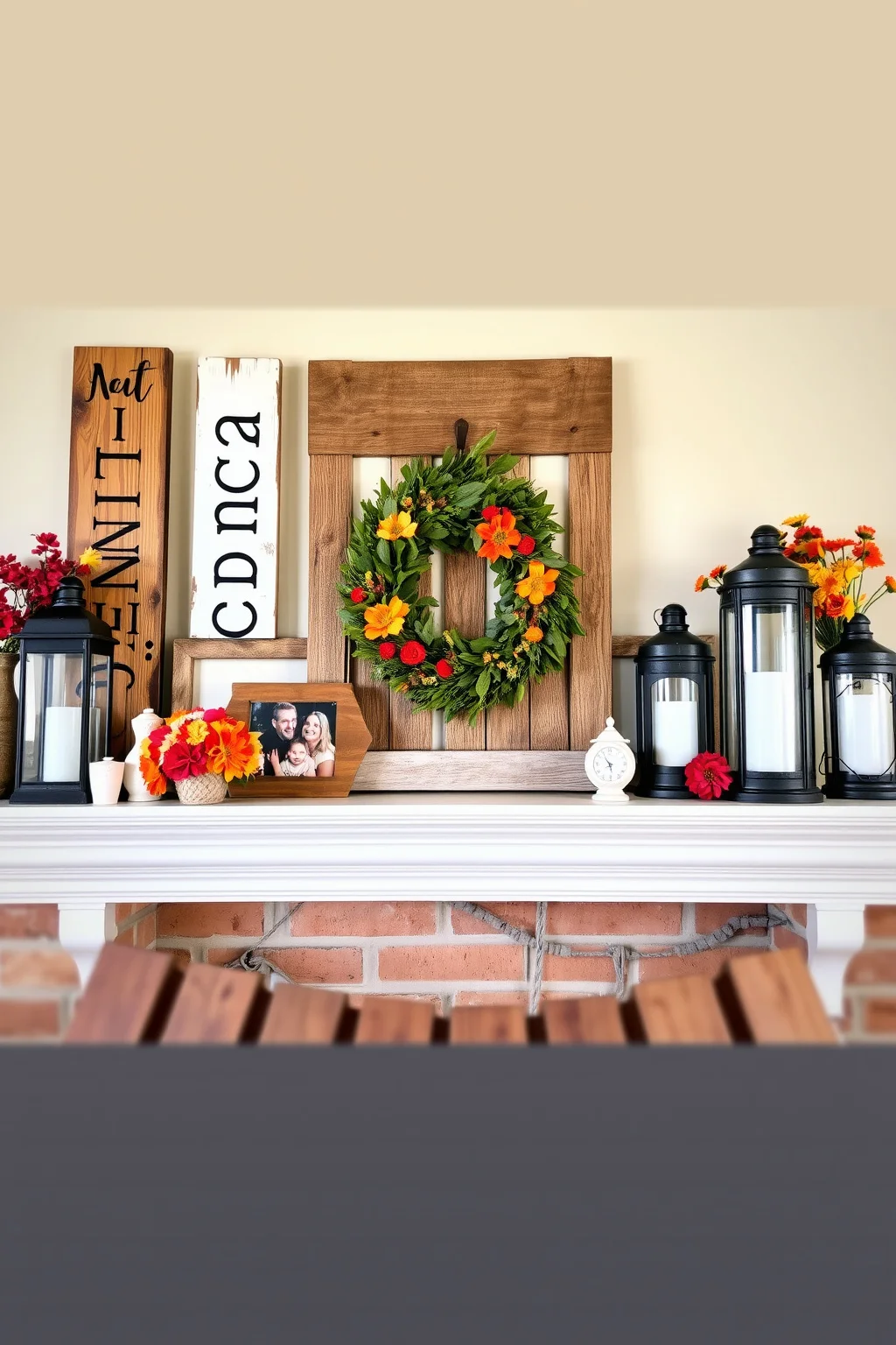 5. Farmhouse-Style Mantel Décor