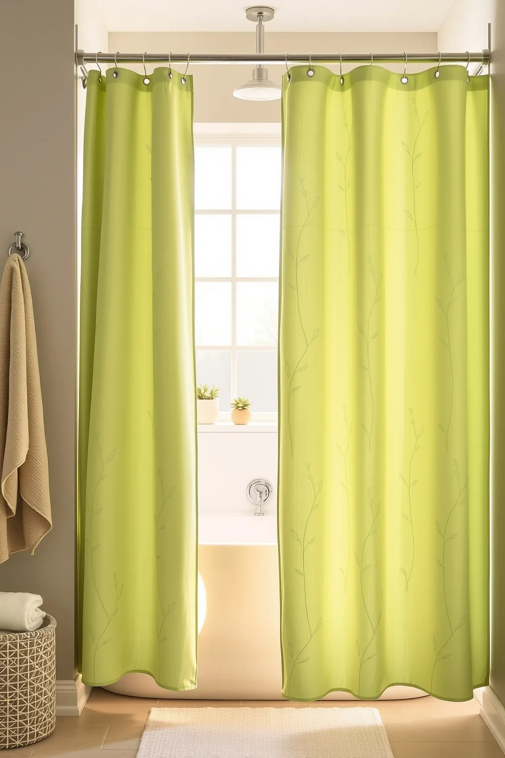 5. Sage Green Shower Curtain