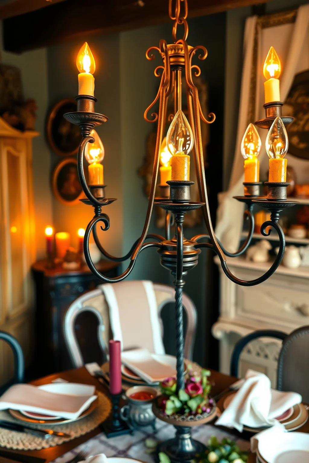 5. Vintage Candle Chandelier